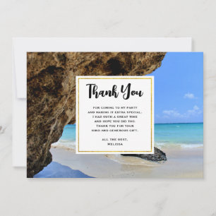 Tropical Beach Coast with a Big Rock Thank You Card
