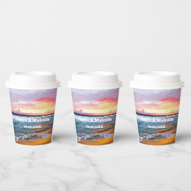 Tropical Beach Coastal Destination Summer Wedding Paper Cups (Multi)