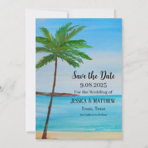 Tropical Beach Coastal Palm Tree Wedding Invitation