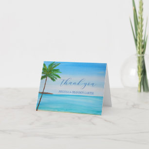 Tropical Beach Coastal Summer Wedding Thank you Card