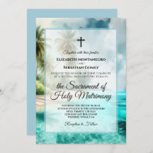 Tropical Beach Coastal Watercolor Catholic Wedding