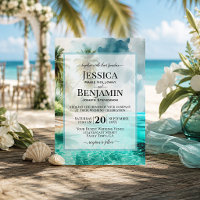 Tropical Beach Coastal Watercolor Stylish Wedding