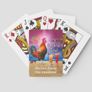 Tropical Beach Cocktail Bar Funny Rooster Chicken Playing Cards