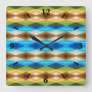 Tropical Beach Coloured Kaleidoscope Abstract Art Square Wall Clock