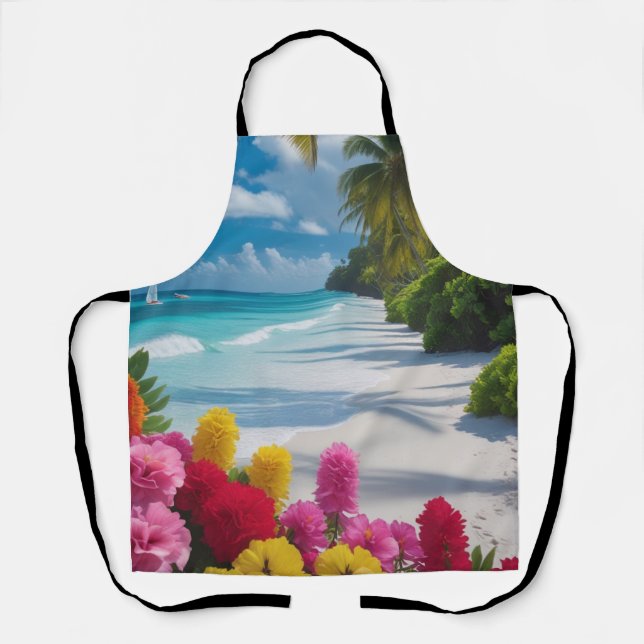 Tropical Beach Cooking Apron (Front)