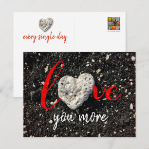 Tropical Beach Coral Rock Heart Love You More Postcard