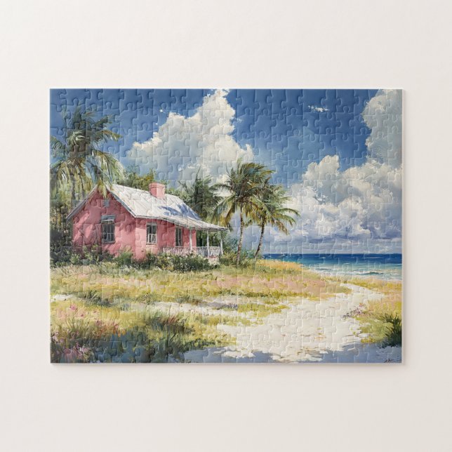 Tropical Beach Cottage Jigsaw Puzzle (Horizontal)