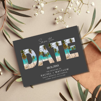 Tropical Beach Couple Photo Wedding Save The Date