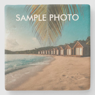 Tropical Beach Custom Vacation Photo Housewarming Stone Coaster