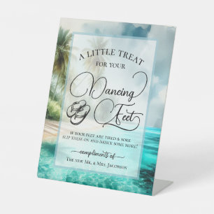 Tropical Beach Dancing Feet Flip Flop Wedding Pedestal Sign