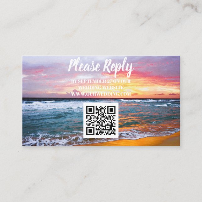 Tropical Beach Destination Coastal Wedding  Enclosure Card (Front)