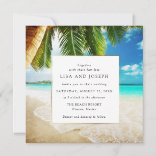 Tropical Beach Destination Wedding Announcement