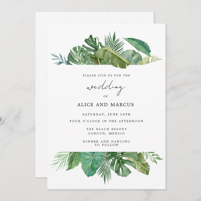Tropical Beach Destination Wedding Invitation (Front/Back)
