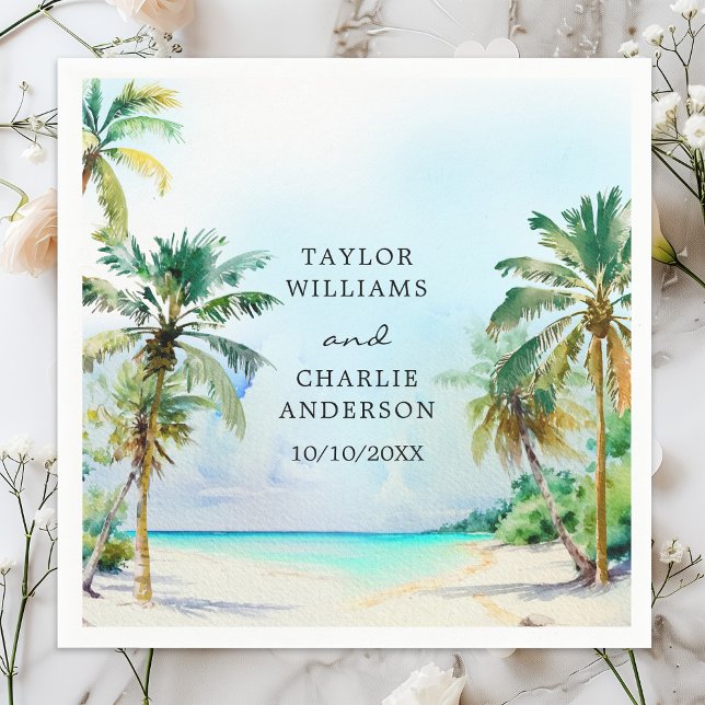 Tropical Beach Destination Wedding Napkin (Creator Uploaded)