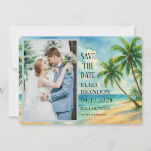 Tropical Beach Destination Wedding Photo Save The Date