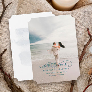Tropical Beach Destination Wedding Photo Save The Date