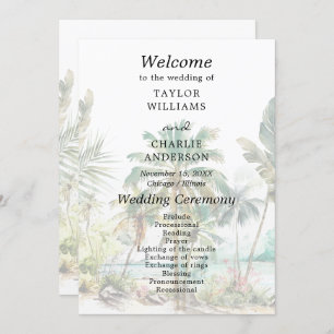Tropical Beach Destination Wedding Program Programme