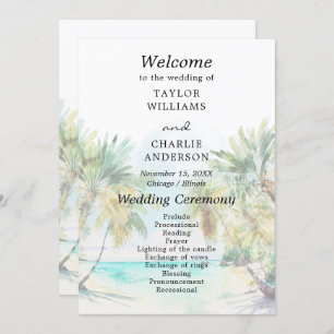 Tropical Beach Destination Wedding Program Programme