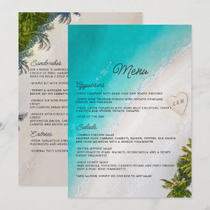 Tropical Beach Destination Wedding Reception Menu