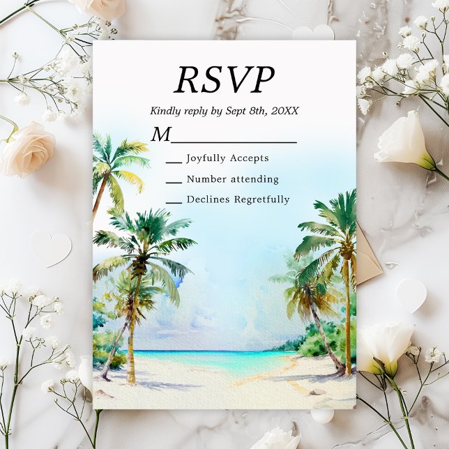Tropical Beach Destination Wedding RSVP Card (Creator Uploaded)