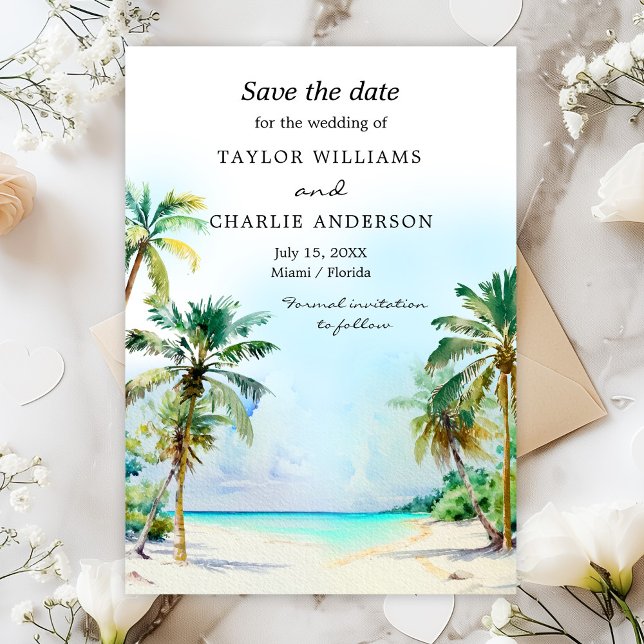 Tropical Beach Destination Wedding Save The Date (Creator Uploaded)