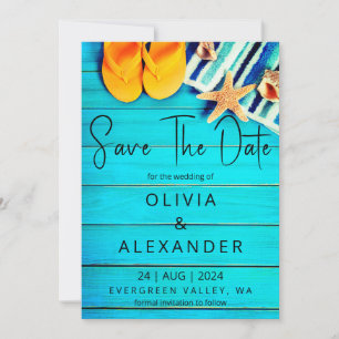 tropical beach destination wedding save the date invitation
