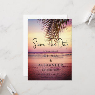 tropical beach destination wedding save the date invitation