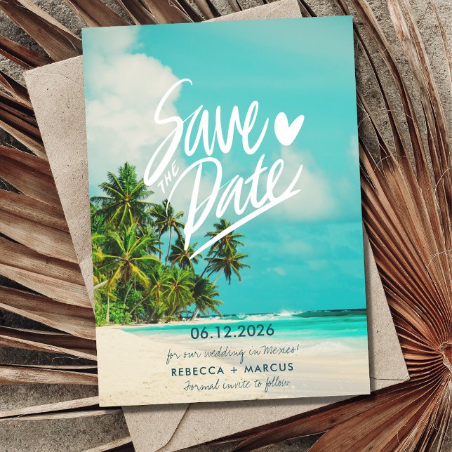 Tropical Beach Destination Wedding Save the Date Invitation (Creator Uploaded)