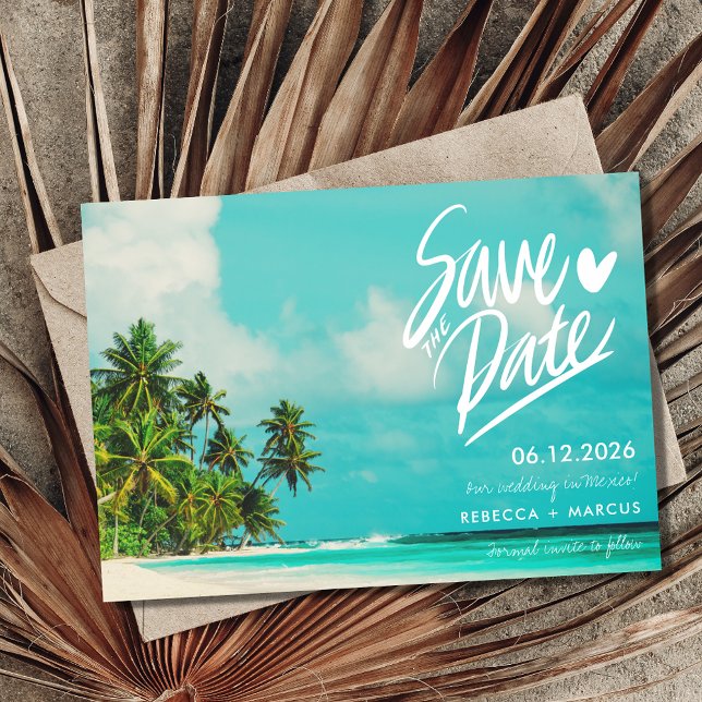 Tropical Beach Destination Wedding Save the Date  Invitation (Creator Uploaded)