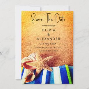 tropical beach destination wedding save the date invitation