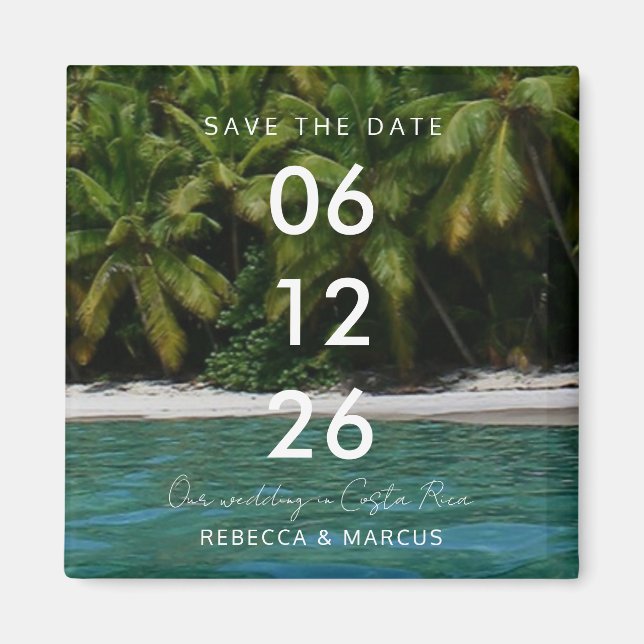 Tropical Beach Destination Wedding Save the Date Magnet (Front)