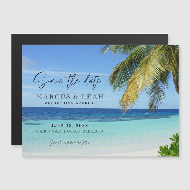 Tropical Beach Destination Wedding Save the Date Magnetic Invitation (Front/Back)