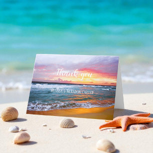 Tropical Beach Destination Wedding Thank you  Card