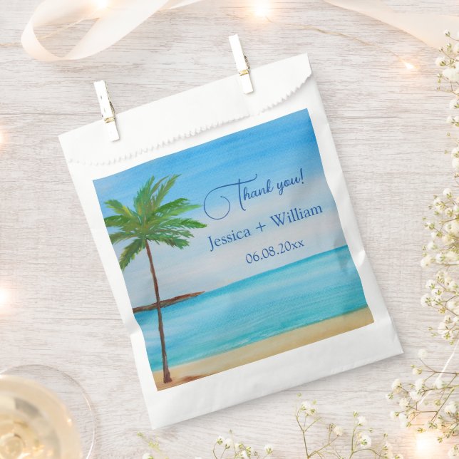 Tropical Beach Destination Wedding Thank you  Favour Bags (Clipped)