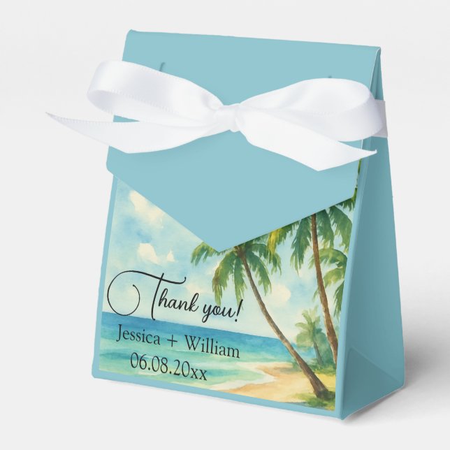 Tropical Beach Destination Wedding Thank you  Favour Box (Front Side)