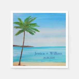 Tropical Beach Destination Wedding Thank you  Napkin