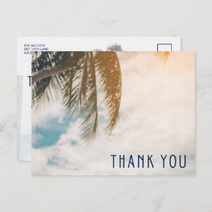 Tropical Beach Destination Wedding Thank You Postcard