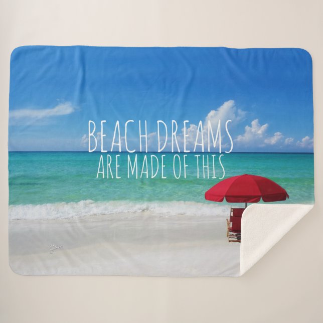 Tropical Beach Dreams Are Made Of This Umbrella Sherpa Blanket (Front (Horizontal))