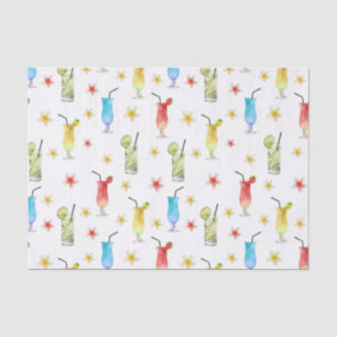 Tropical Beach Drinks and Hibiscus Flowers Tissue Paper
