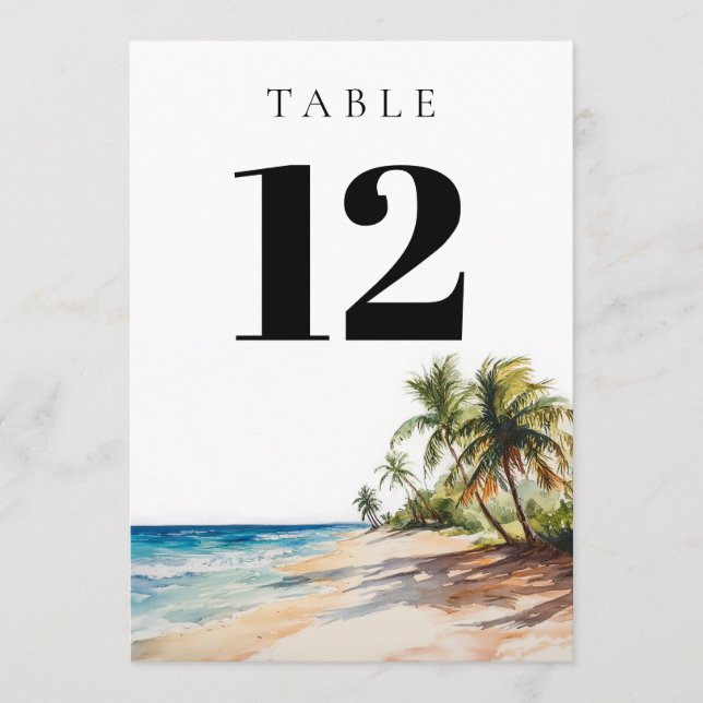 Tropical Beach Elegant Modern Table Number (Front)