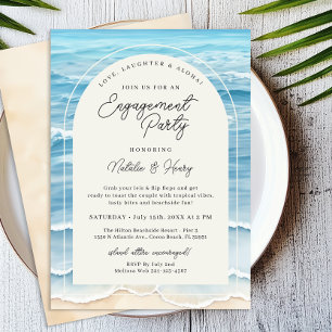 Tropical Beach Engagement Party   Ocean Wave Invitation