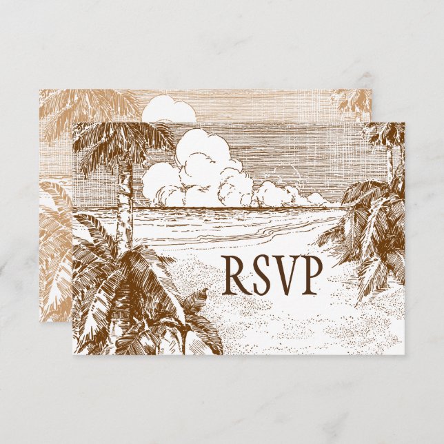 Tropical Beach Etching Editable Response Cards (Front/Back)
