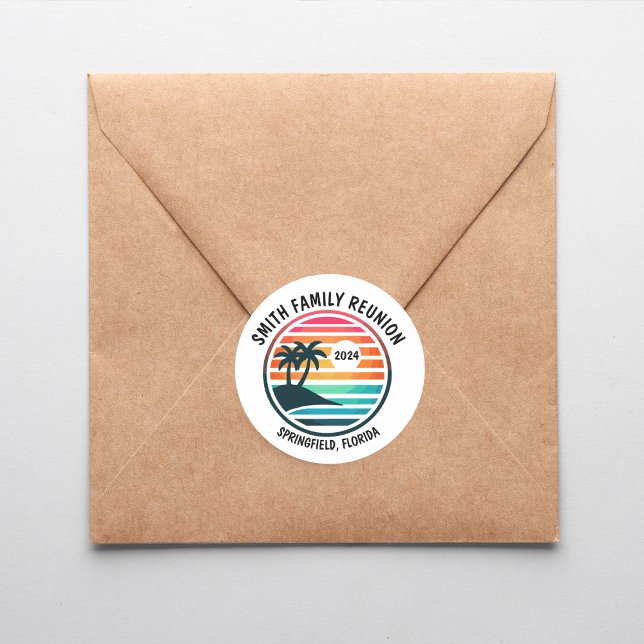 Tropical Beach Family Reunion Vacation Classic Round Sticker (Creator Uploaded)