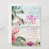 tropical beach flamingo 50th birthday party