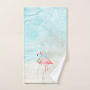 Tropical Beach Flamingo Bath Hand Towels