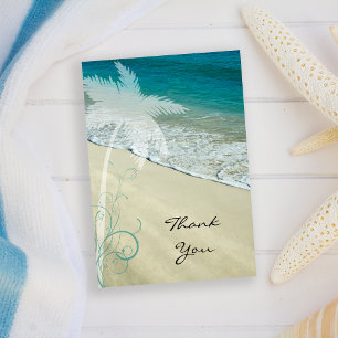 Tropical Beach Flat Thank You Note Card