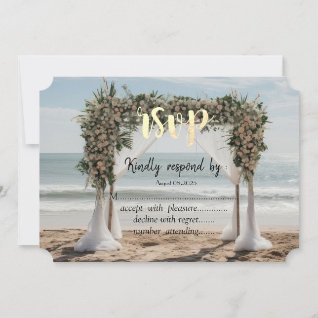 Tropical Beach Floral Arbor RSVP Invitation (Front)