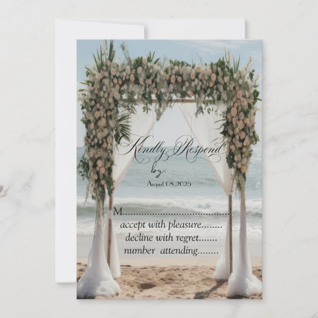 Tropical Beach Floral Arbor RSVP  Invitation (Front)
