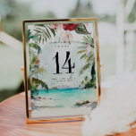 Tropical Beach Floral Palm | Table Number Card<br><div class="desc">This wedding table card features beautiful soft palms and ocean background highlighting your table details. No matter what time of year, we can pretend we’re on a tropical island lush tropical greenery! While this palette emanates a tropical feel, it’s quite adaptable across various styles—bohemian, rustic, and modern for instance. Elegant...</div>