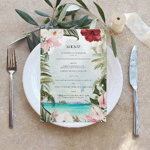 Tropical Beach Floral Palm   Wedding Menu
